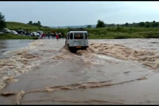 Bridge over Kharmer river submerged