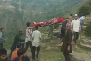 Locals of Banshala village, Doda carried a patient on a makeshift stretcher to hospital due to poor road connectivity