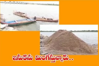 sand mafia takes sand from krishna river in suryapet district