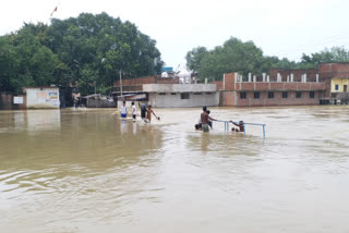 बारिश के कारण नदी उफान पर