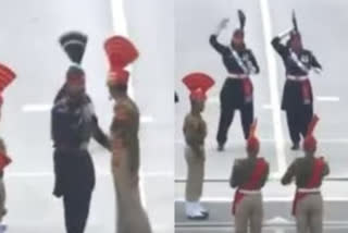 beating retreat ceremony at the attari wagah border on the eve of number independence day