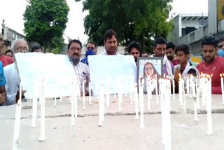 Congress workers organize candle march to bring justice to Sudiksha Bhati