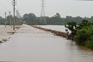 heavy water flow in munneru stream in krishna district