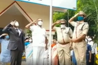 minister koppula eeshwar flag hosting in jagitial collectorate