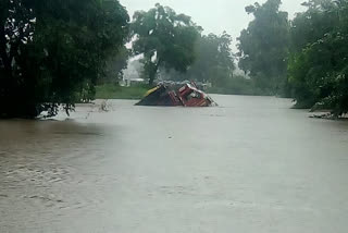 The truck swept away