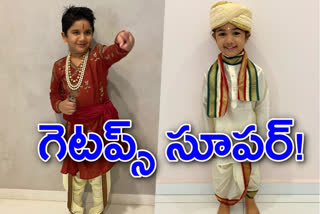 allu arjun children in patriotic getups