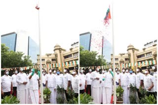 DMK leader hoisted flag first time in anna arivalayam