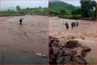 heavy rains in viskaha tribal area and rivers are filled with water