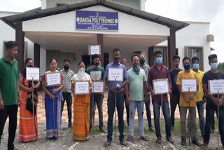 Protest of worker in mushalpur polytechnic college barama baksa assam etv bharat news