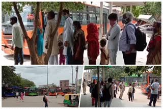 people are not following the social distancing rule at sultanpuri bus terminal