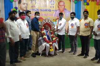 Ambedkar fans felicitated National Award recipient Chirivella in Krishna district Challapalli.