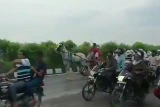 Bookies organised horses race with bikers on Greater Noida Highway