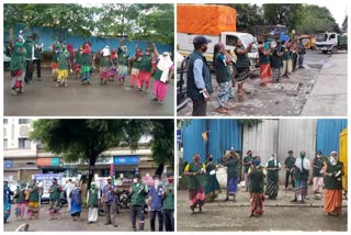 Thali Bajaw agitation of women cleaners in Pune for pending demands