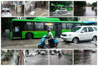 heavy rain in delhi water logging near Rajaghat