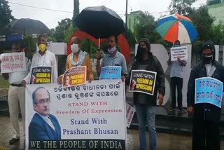 Protest for  lawyer Prashant Bhushan in bhubaneswar