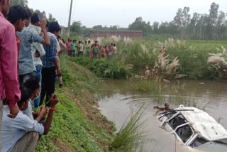 car falling in canal