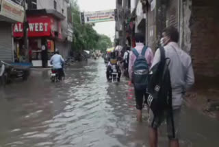 water logging at ratiya marg in sangam vihar in delhi after heavy rainfall