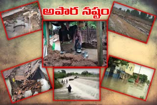 roads and crops damaged in warangal