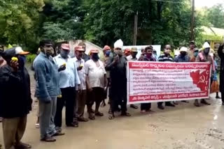 nandigama municipal workers protest at  municipal office to fullfill their demands