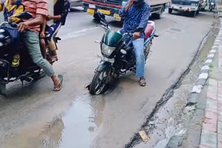 bad condition Roads in National Highway-148A built one month ago