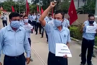 Airport authority employees union protest