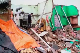 house collapse due to rain in nuh