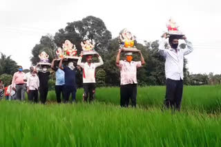 The tradition of taking Ganesha ido home at the day before Ganesh Chaturthi is still follow in kokan