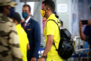 Team CSK including ms dhoni leave for uae