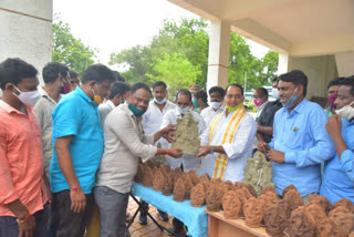 Minister Indrakaran Reddy Distributes Clay Gganapathi Idols