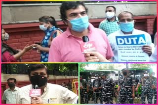 du teachers protest and demand to release funds from delhi government
