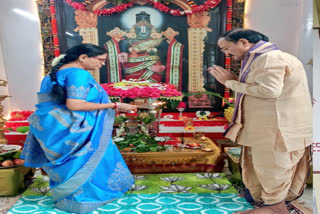 Performed puja with my wife Usha Naidu on GaneshChaturthi today: Venkaiah