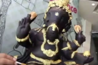 A statue of lord ganesha made with 40 kg of chocolate in ludhiana