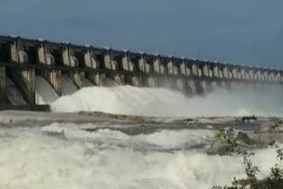 Ongoing flood flow into the Sriramsagar project