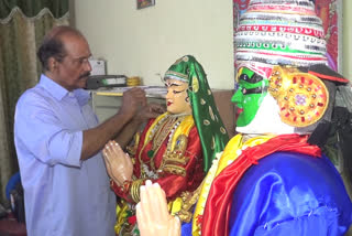 Krishna and Rugmini  kathakali  sukumaran pattambi  കൃഷ്‌ണനും രുഗ്‌മിണിയും  സുകുമാരന്‍റെ കരവിരുതിൽ  പാലക്കാട് പട്ടാമ്പി