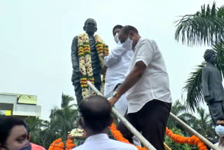 tanguturi statue opened in tanuku by mla on tanguturi birth anniversary