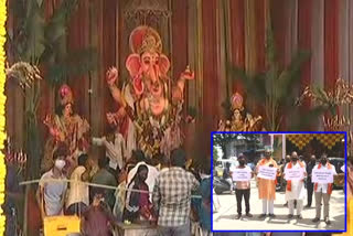 protest at khairatabad ganesh by bhagyanagar utsav samithi