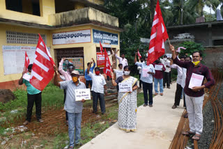 utf protest at gannavaram mandal welfare officer in east godavari district