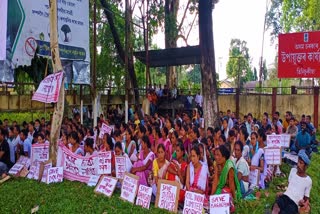 Baghjan people protest at Tinsukia DC office