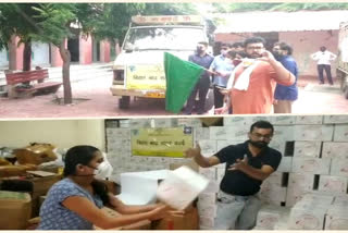 Three organizations with yuva sanskriti nyas sent relief material for flood victims in Bihar