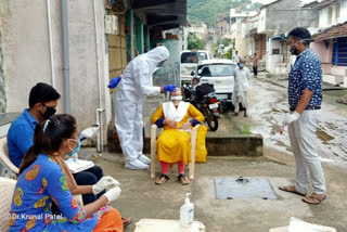 Rapid antigen testing of traders conducted by RBSK team at Santrampur and Kadana