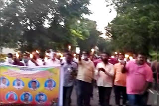 candle erally to condolences to srisailam victims in nagar kurnol