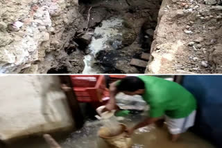raod accidents taking place due to broken drainage at chhatarpur in delhi