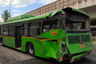 Collision between DTC-cluster bus in West delhi