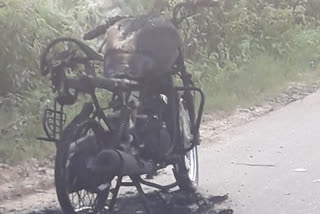 owner poured petrol on the two-wheeler and set it on fire in kamareddy district