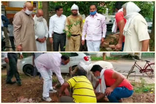 councilor indrajit sehrawat did plantation with people in nangal dewat Village delhi