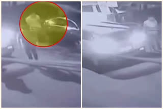 man broking mercedes car incident caught in cctv footage kirti nagar delhi