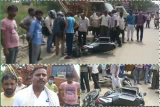 Canter coming at a high speed on Thakurdwara flyover in Ghaziabad hit three bikes