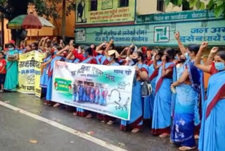 jal sahia protest in dhanbad