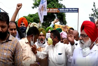 In nabha aap protest against post matric scholarship scam