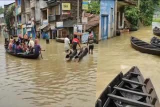 People use boats to commute in Ghatal area of Paschim Medinipur district